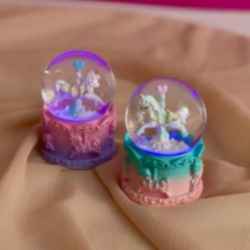 Toptan Mini Boy Işıklı Unicorn Kar Küresi