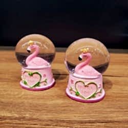 Toptan Mini Işıklı Flamingo Kar Küresi