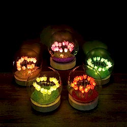 Toptan Led Işıklı Lale Cam Fanus