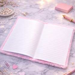 Toptan Kalpli Pembe Peluş Defter