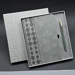 Toptan Kutulu Gri Defter Ve Metal Kalem Seti