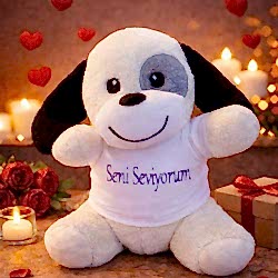 Toptan Seni Seviyorum Tişörtlü Sevimli Peluş Köpek