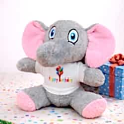 Toptan Happy Birthday Tişörtlü Peluş Oyuncak Fil