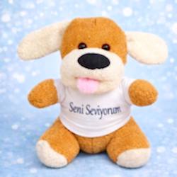 Toptan Seni Seviyorum Tişörtlü Sevimli Peluş Oyuncak Köpek