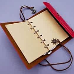 Toptan Küçük Boy Pusula Baskılı Deri Defter